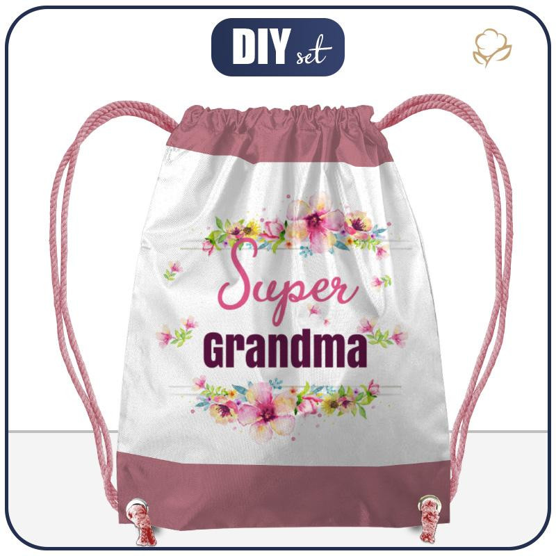 Sada batoh-pytel - SUPER GRANDMA / růžový