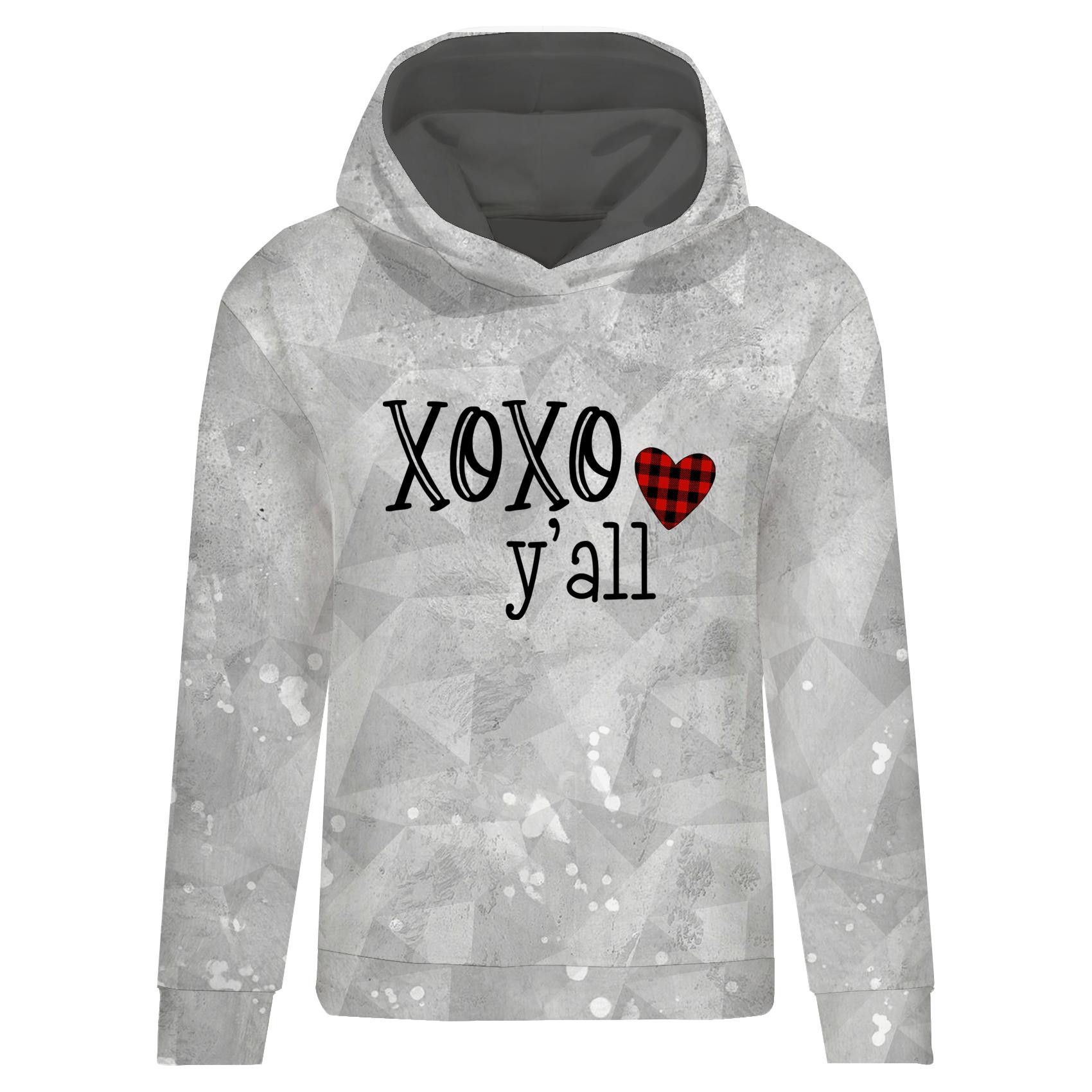 DÁMSKA MIKINA (POLA) CLASSIC S KAPUCÍ - XO XO Y’ALL (BE MY VALENTINE) / LED - teplákovina