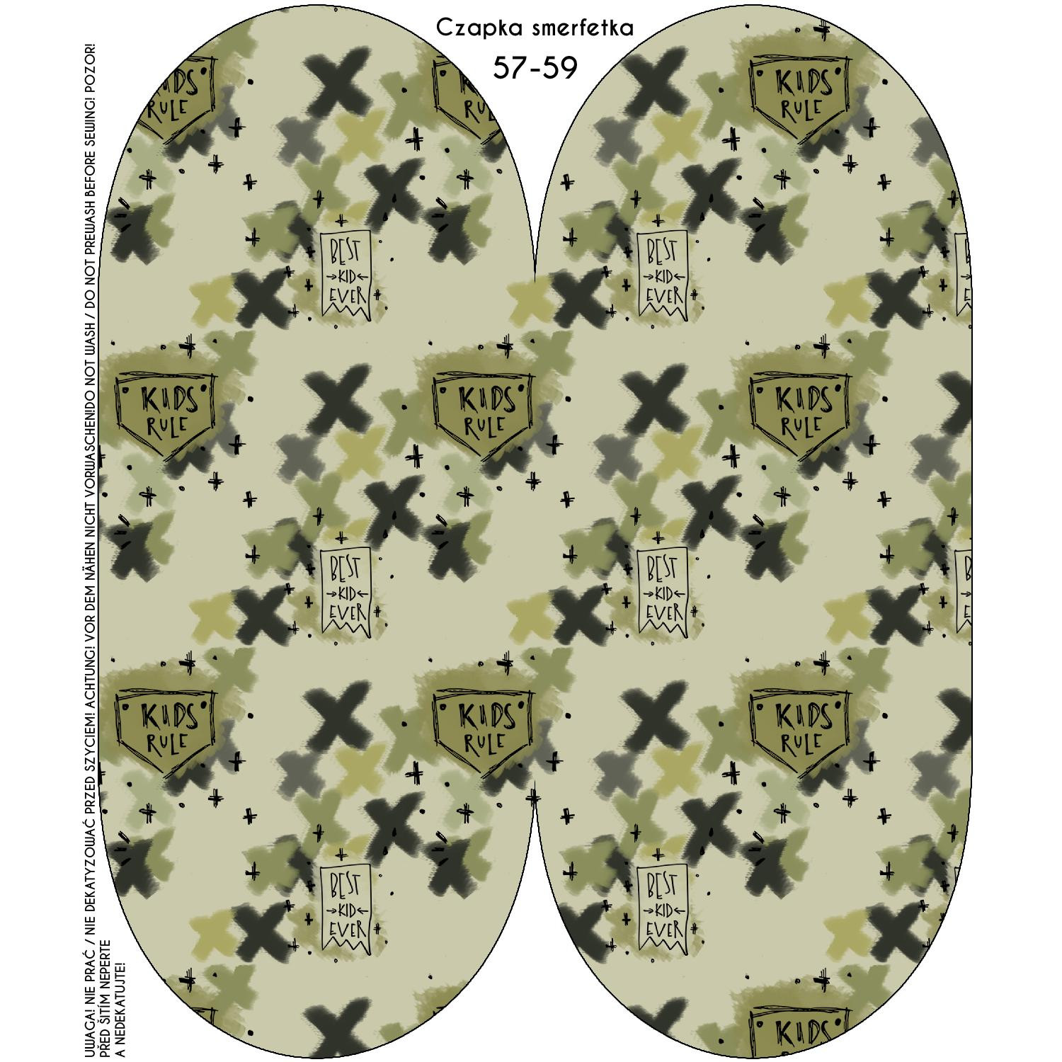 ČEPICE “Šmoulinka” - KIDS RULE (ŠKOLNÍ KRESBY) / Velikost na výběr