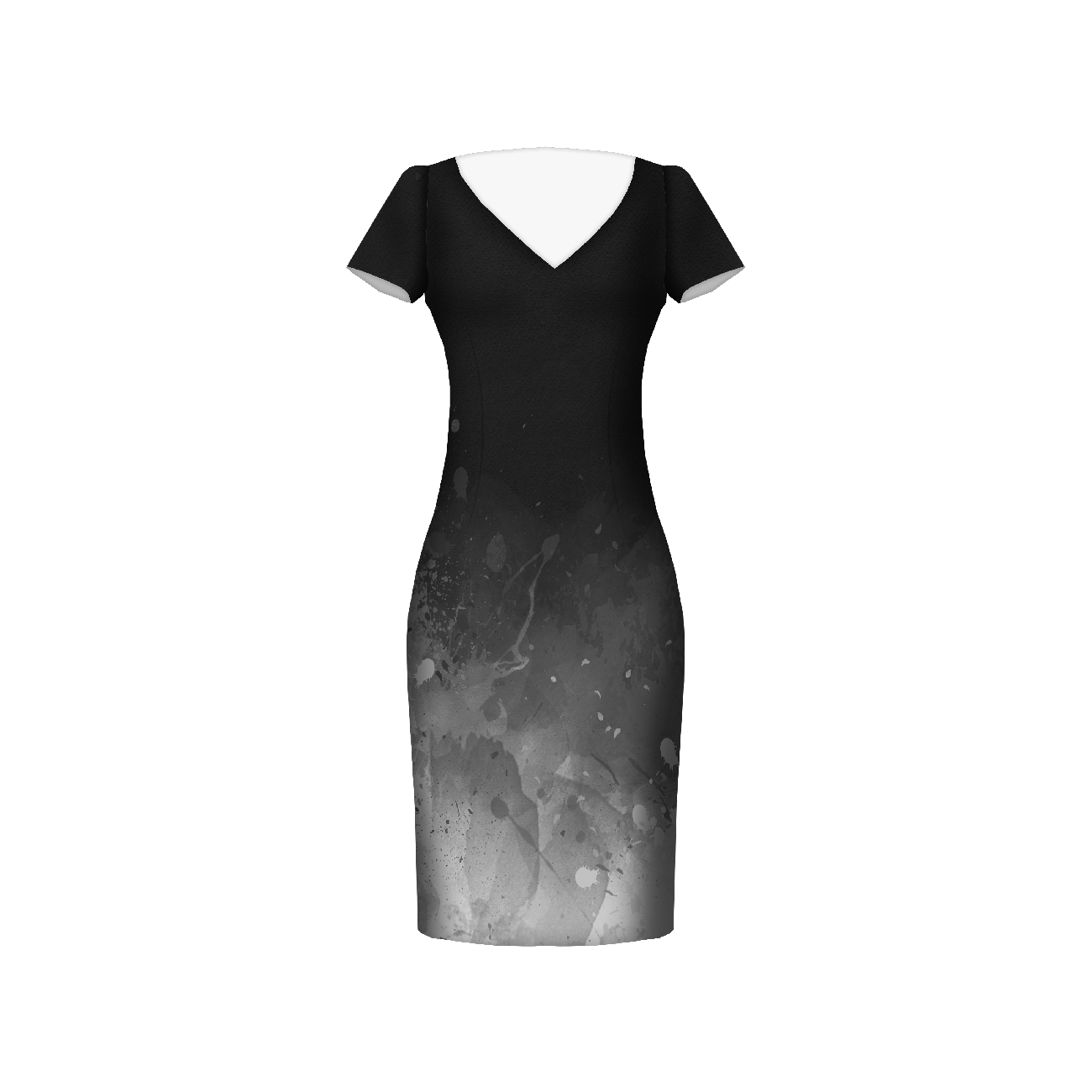 SKVRNY (šedý) / černý - panel pro šaty satén 