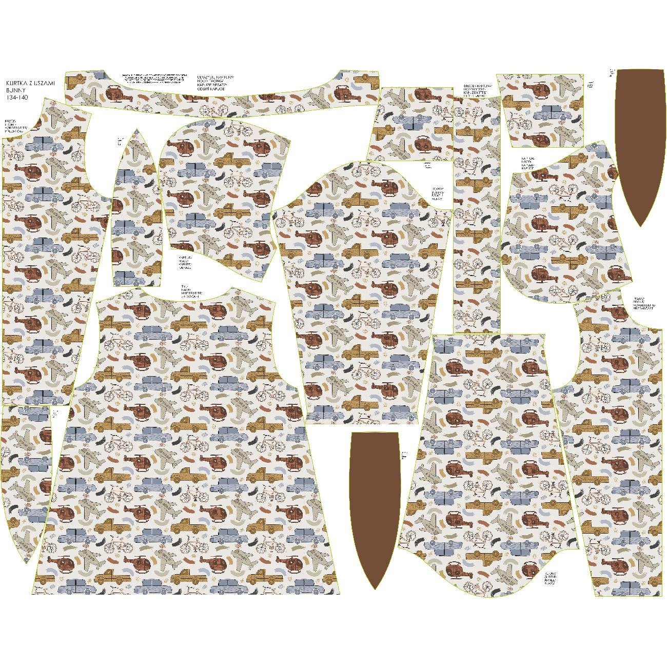 DĚTSKÁ BUNDA BUNNY (ZOE) - VOZIDLA vz. 3 - Sada šití