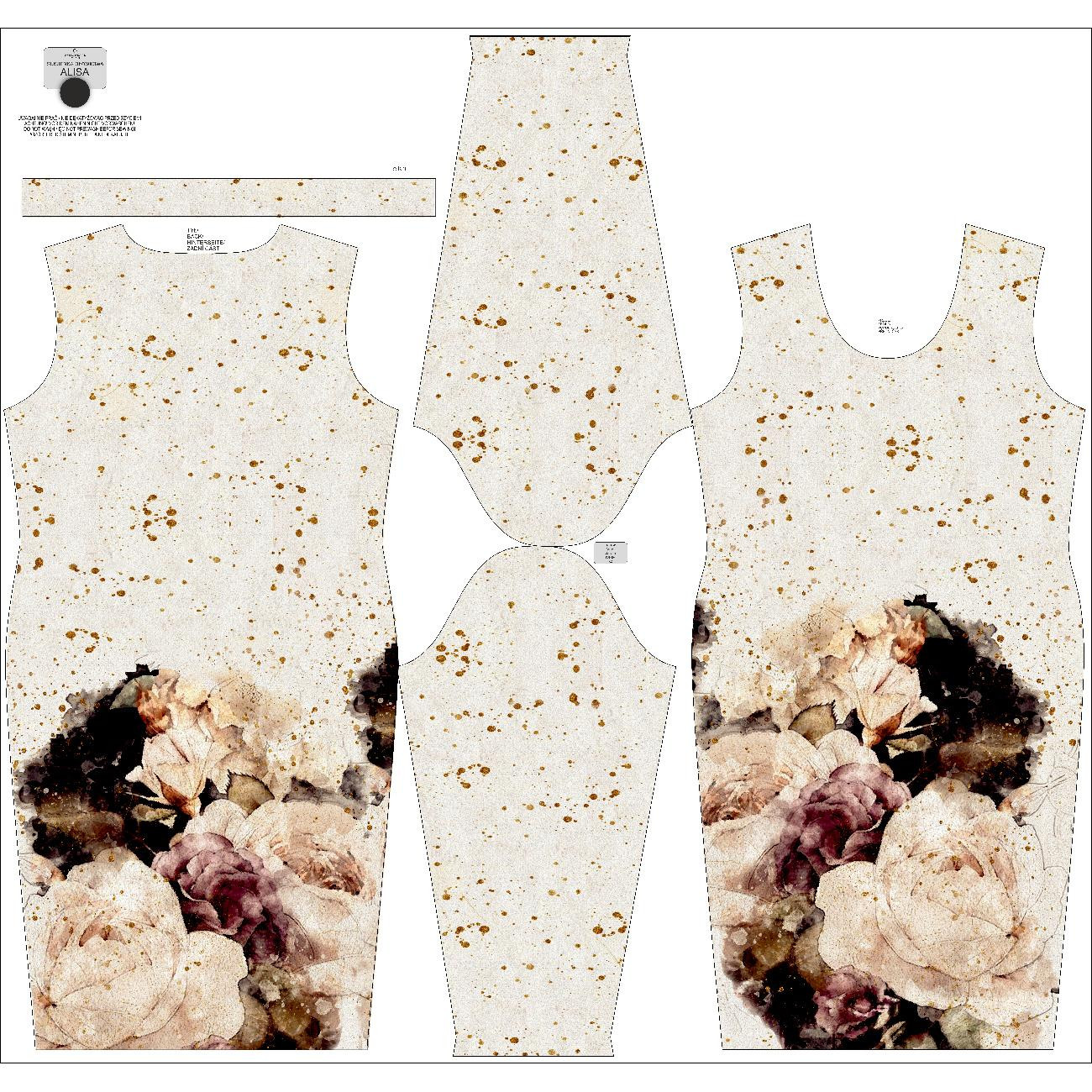 Tužkové šaty (ALISA) - WATERCOLOR FLOWERS VZ. 4 - Sada šití