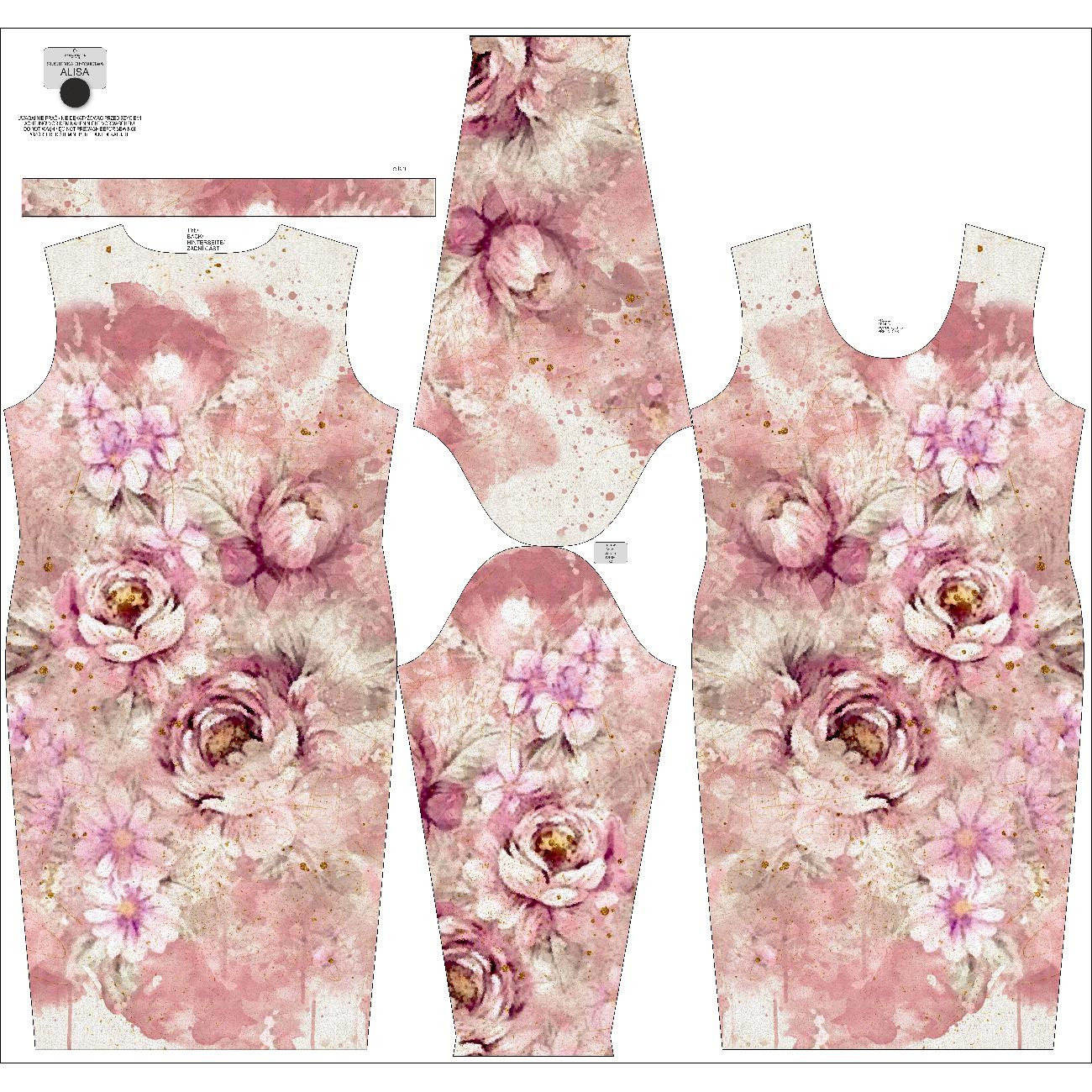 Tužkové šaty (ALISA) - WATERCOLOR FLOWERS VZ. 6 - Sada šití
