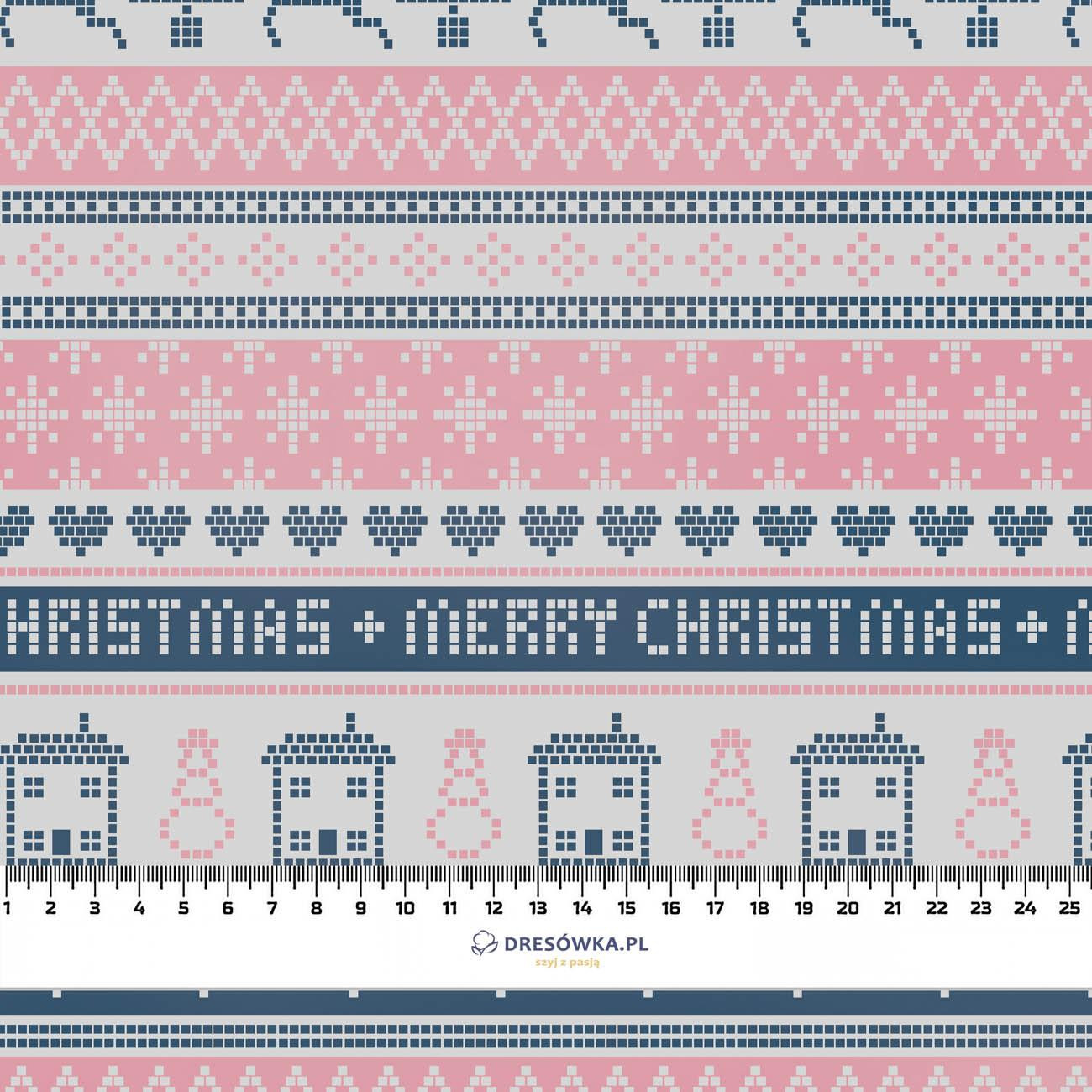 MERRY CHRISTMAS VZ. 2 (NORSKÉ VZORY) - Hydrofobní česaná teplákovina