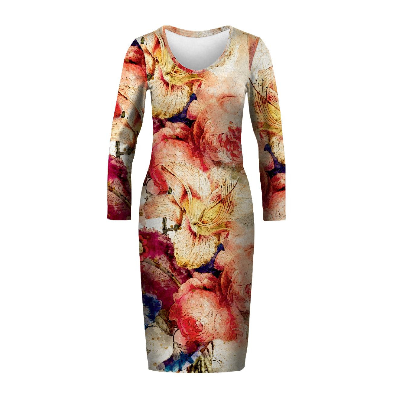 Tužkové šaty (ALISA) - WATERCOLOR FLOWERS VZ. 5 - Sada šití