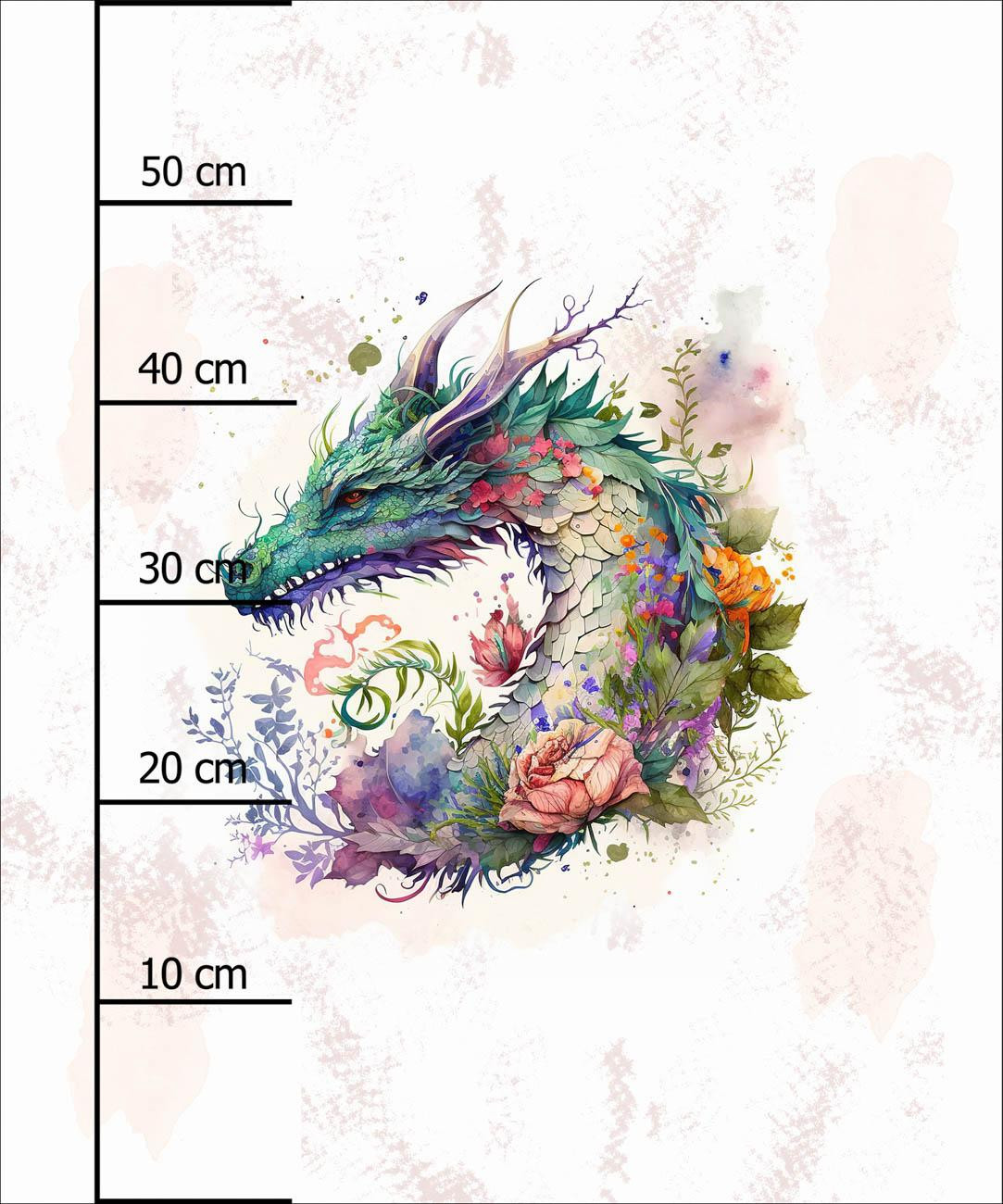 WATERCOLOR DRAGON - Paneel (60cm x 50cm) bavlněná tkanina