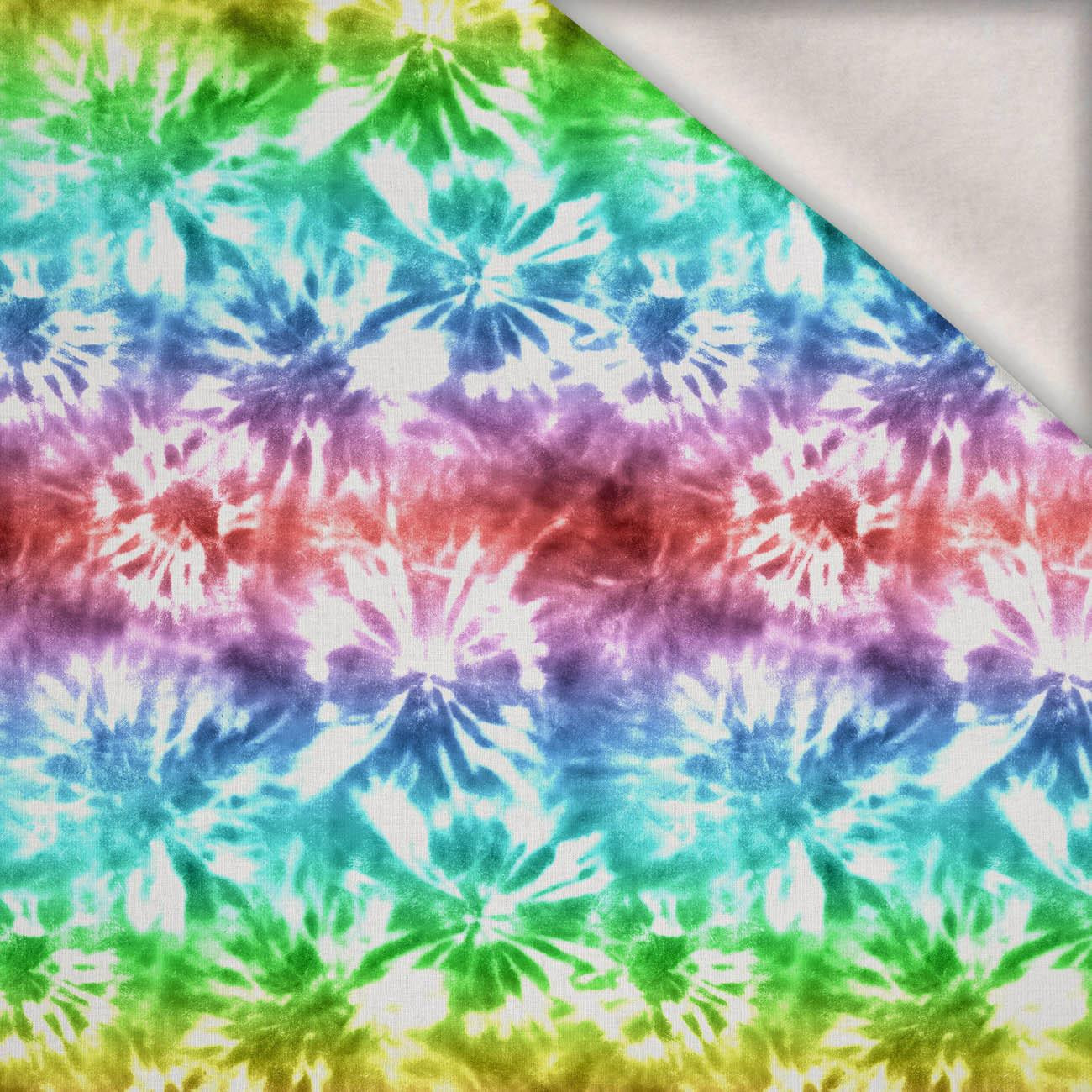 BATIKA vz. 1 / duhový - teplákovina počesaná s elastanem ITY