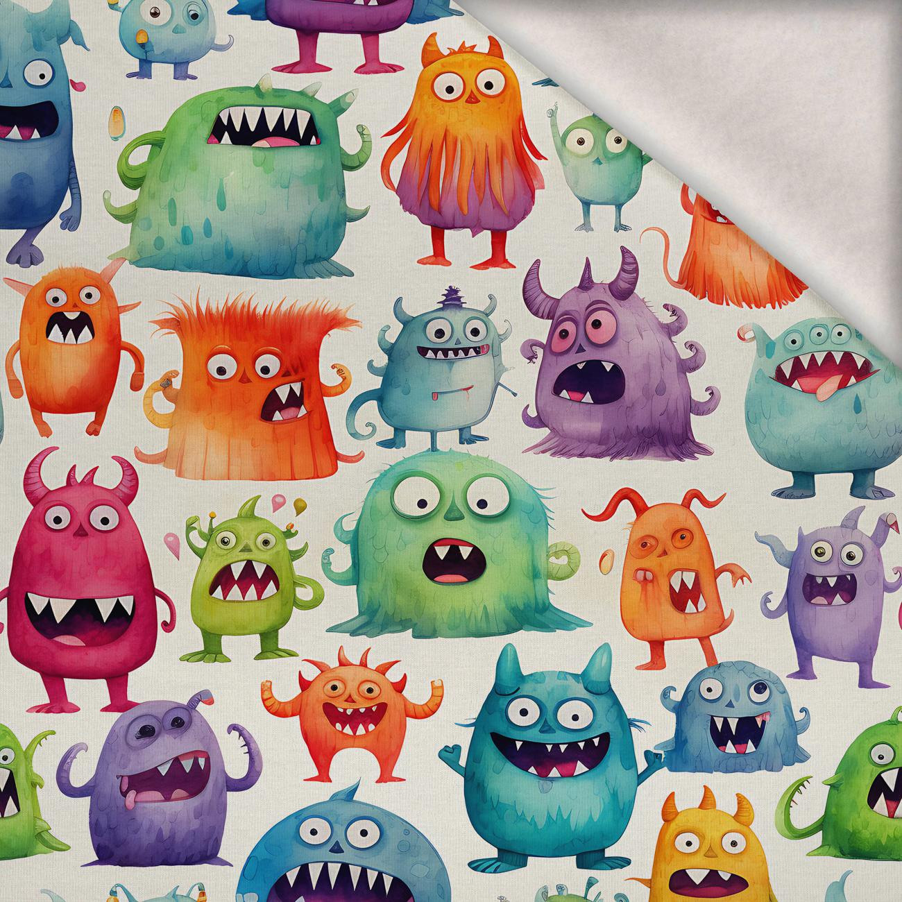 FUNNY MONSTERS VZ. 1 - teplákovina počesaná s elastanem ITY