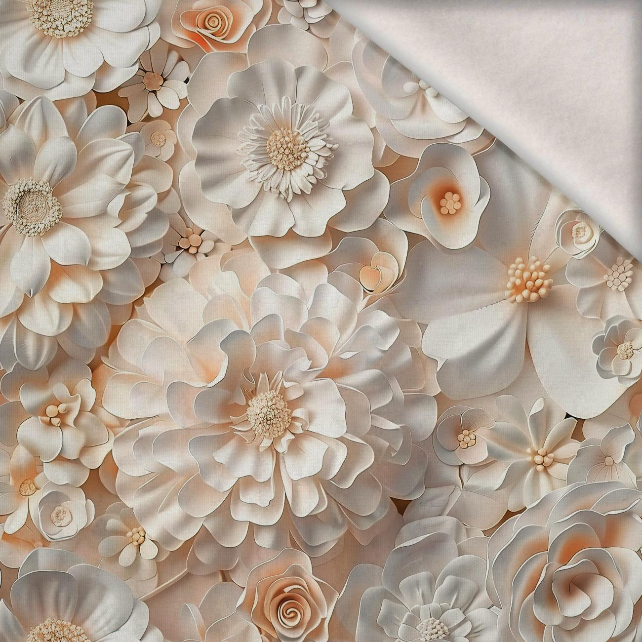 WHITE FLOWERS VZ. 4 - teplákovina počesaná s elastanem ITY