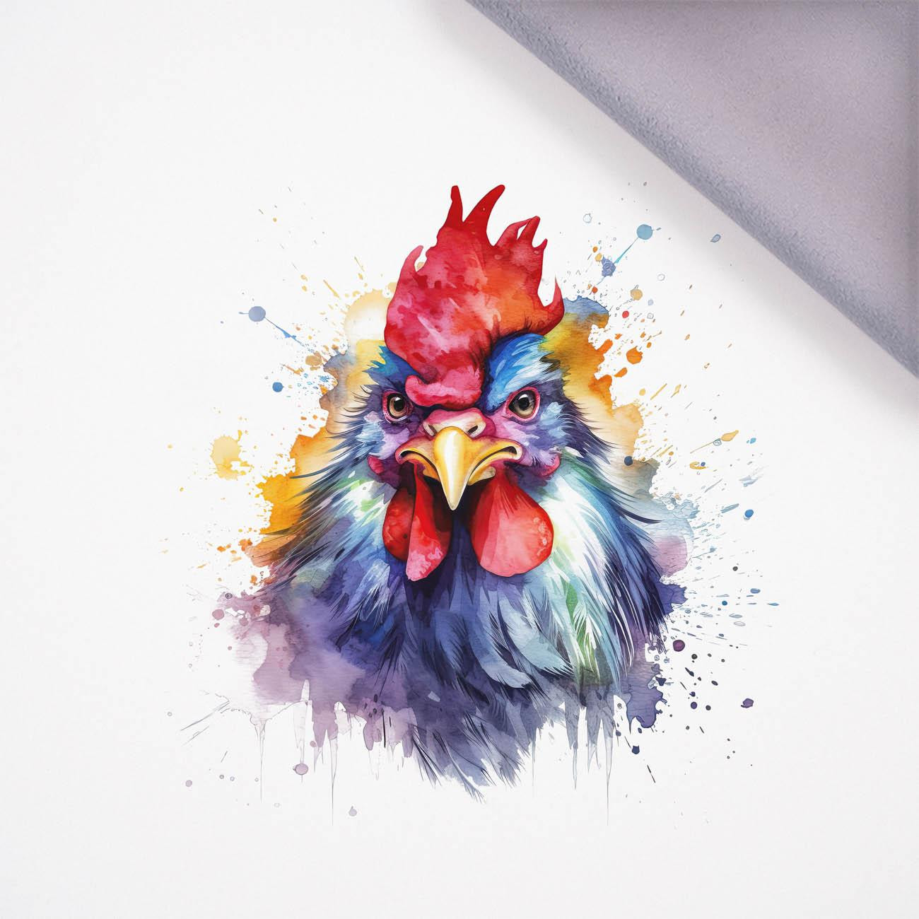 WATERCOLOR ROOSTER - Panel (75cm x 80cm), softshell 