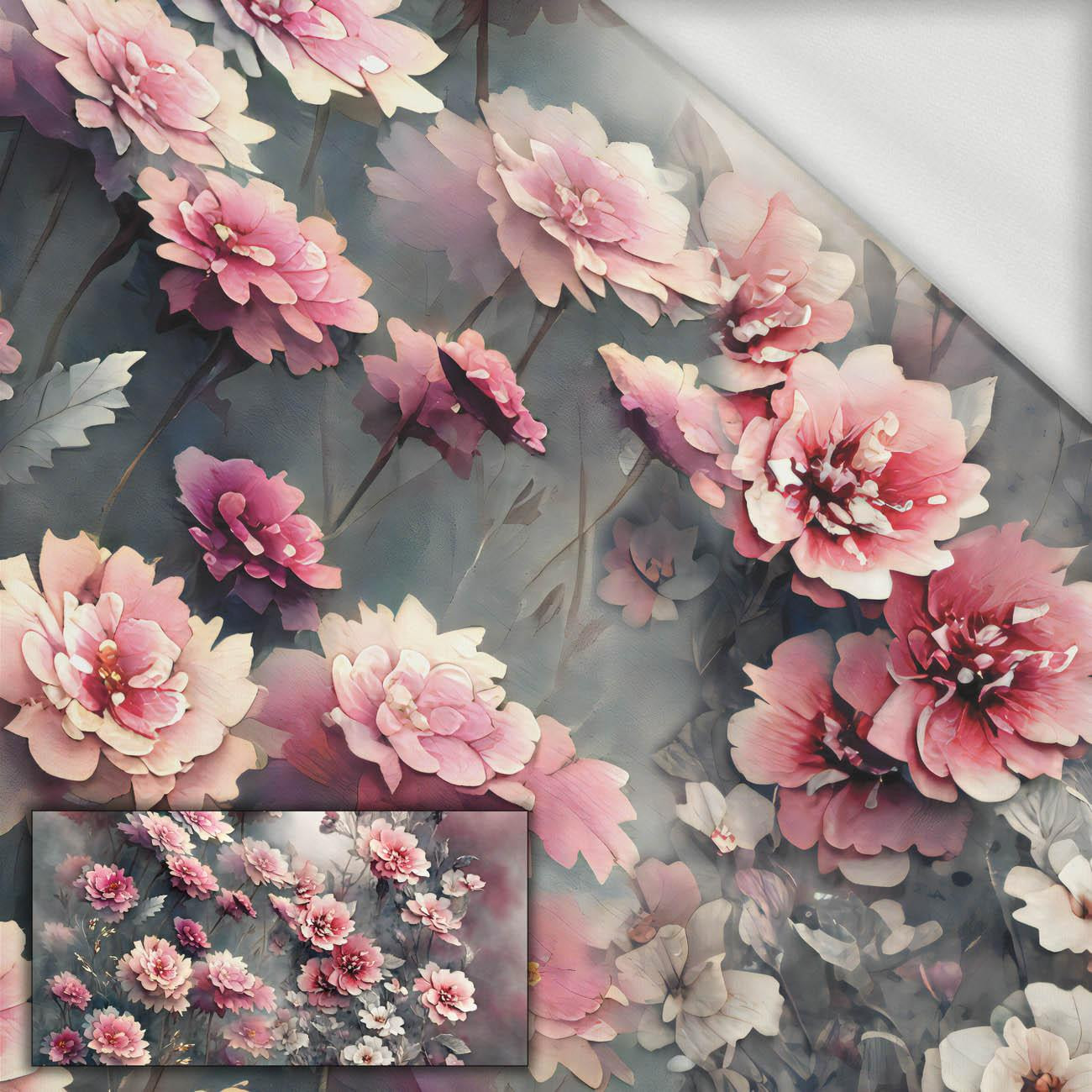 VINTAGE FLOWERS Vz. 3 - panel (80cm x 155cm) teplákovina