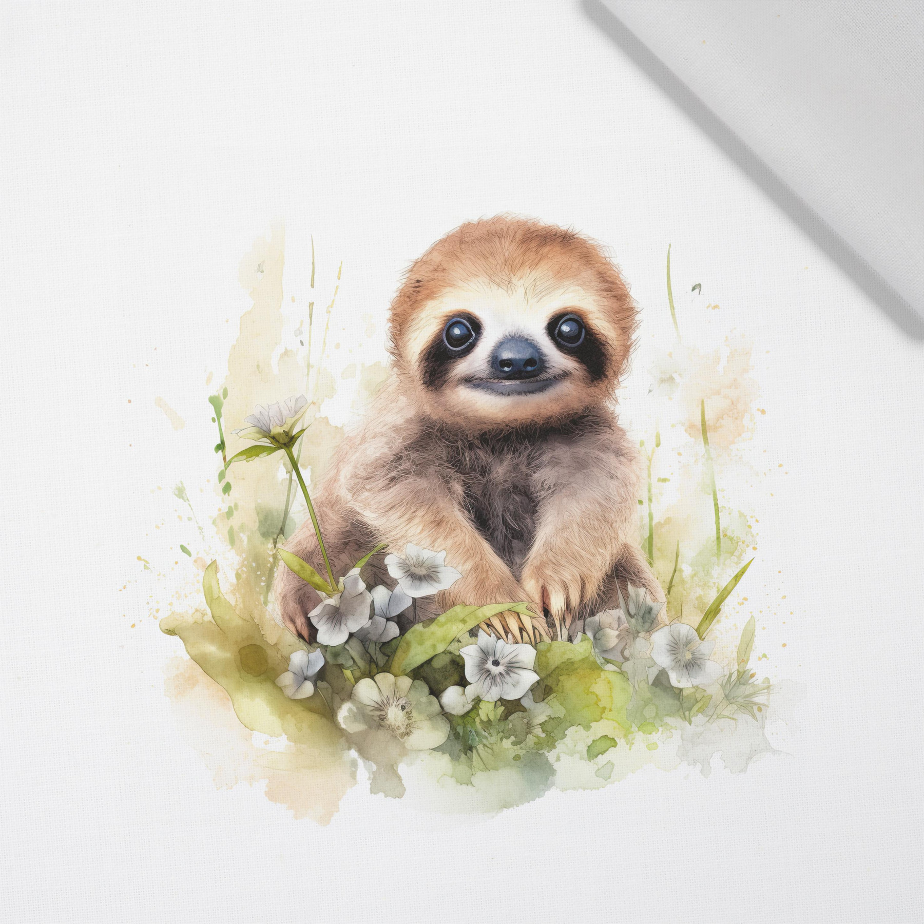WATERCOLOR SLOTH VZ. 2 - Paneel (60cm x 50cm) bavlněná tkanina