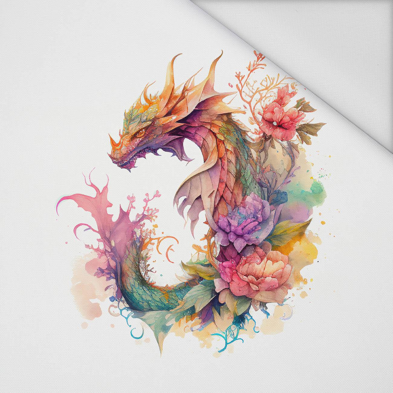 WATERCOLOR DRAGON VZ. 2 - Panel (75cm x 80cm) Voděodolná tkanina Oxford