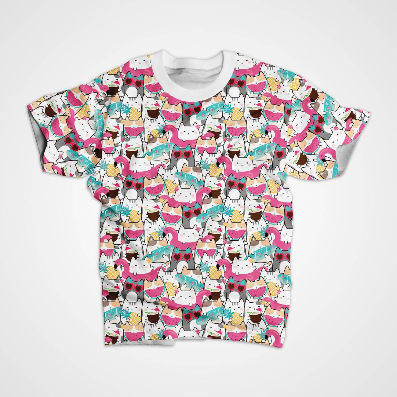 SUMMER CATS vz. 1 - organický úplet single jersey s elastanem