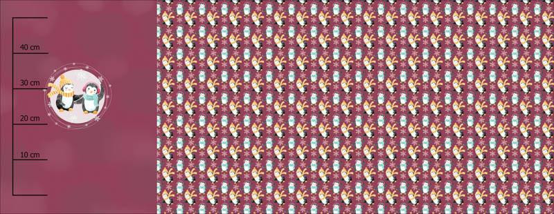 PŘÁTELÉ TUČŇACI VZ. 1 / fialový (VÁNOČNÍ TUČŇACI) - panoramic panel SINGLE JERSEY 