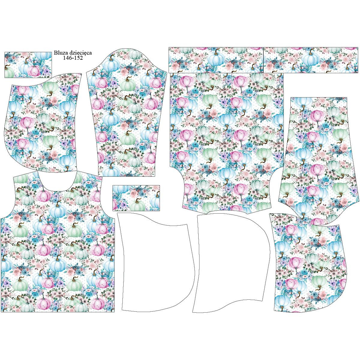 DĚTSKÁ MIKINA S KAPUCÍ (ALEX)  - DÝNĚ A KVĚTY vz. 3 (dýňová zahrada)  - Sada šití