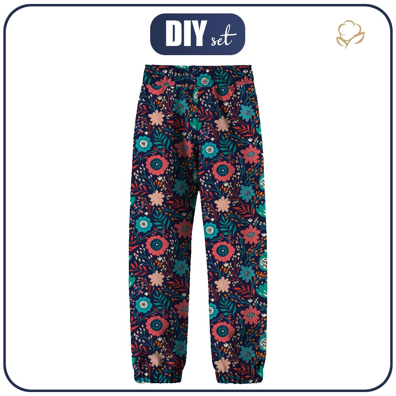 SOFTSHELLOVÉ DĚTSKÉ KALHOTY (YETI) - FOLKOVÍ PTÁCI / navy