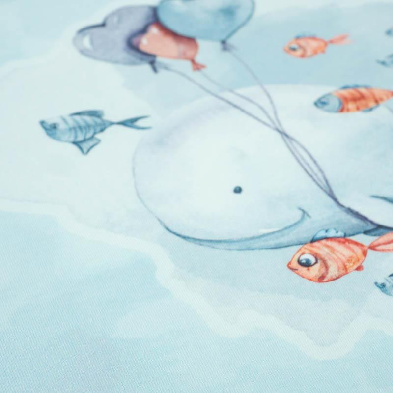 VELRYBA A BALÓNKY (KOUZELNÝ OCEÁN) - panoramic panel SINGLE JERSEY (60cm x 155cm)