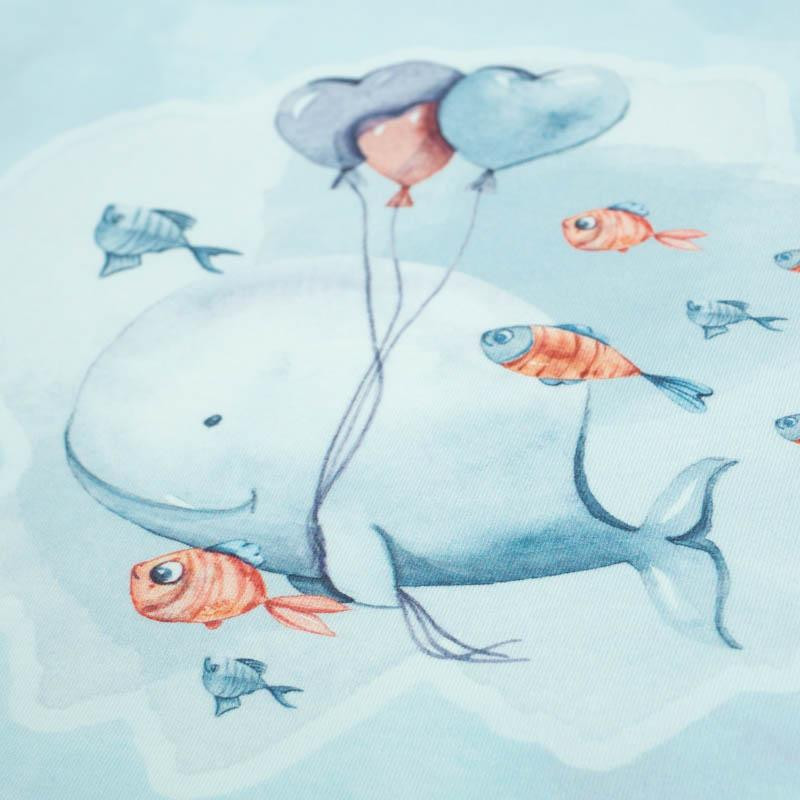 VELRYBA A BALÓNKY (KOUZELNÝ OCEÁN) - panoramic panel SINGLE JERSEY (60cm x 155cm)