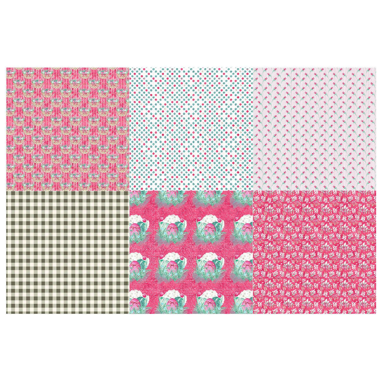 BALÍČEK PATCHWORK - 6 kusů 50x50cm - Velikonoce 2