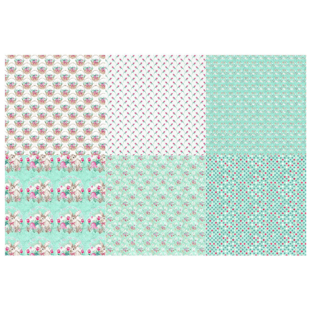BALÍČEK PATCHWORK - 6 kusů 50x50cm - Velikonoce 3