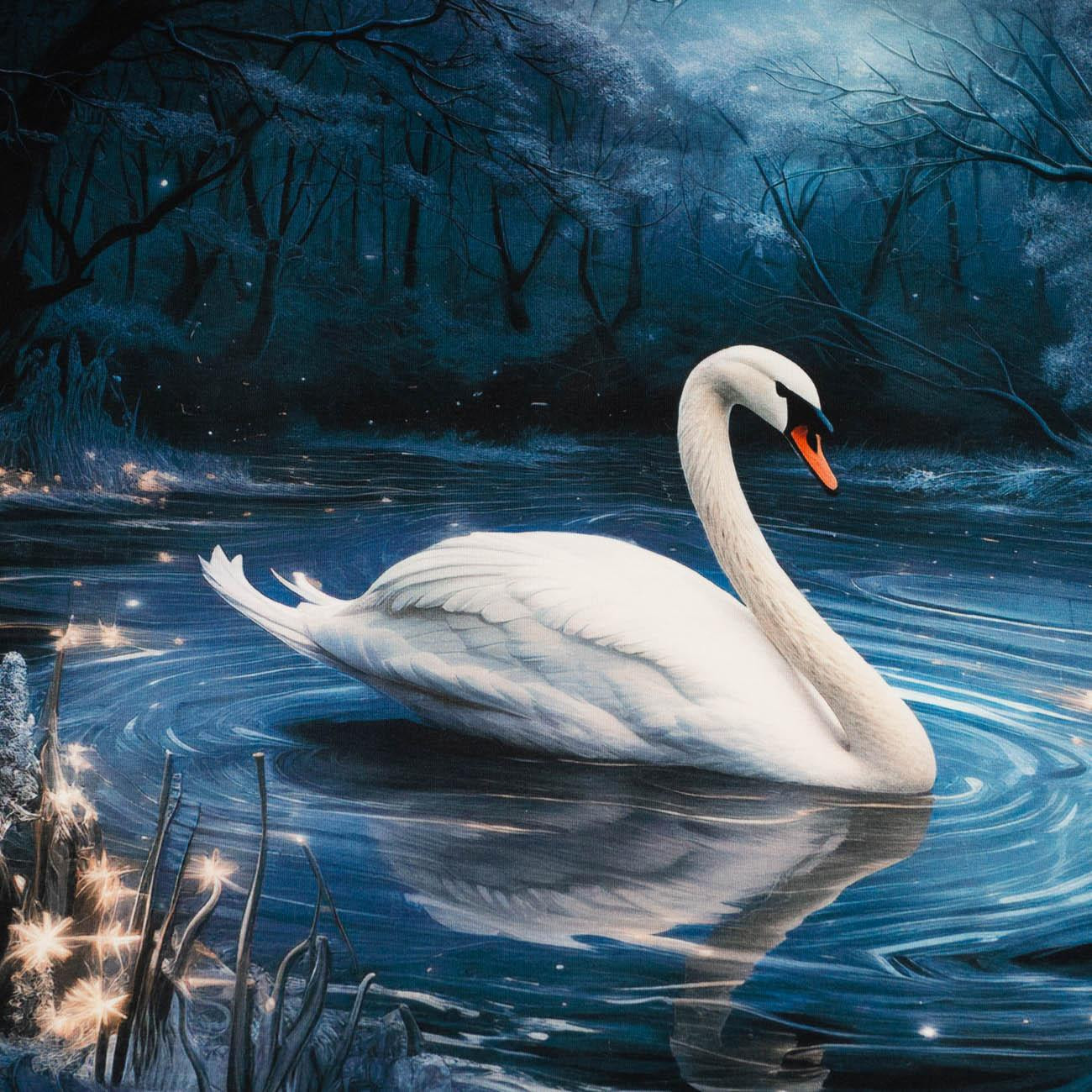 GOTHIC SWAN - panel (60cm x 50cm) SINGLE JERSEY