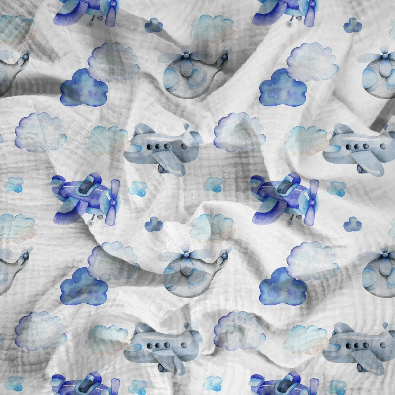 VZDUŠNÉ CESTOVÁNÍ (BAREVNÁ DOPRAVA) - Mušelín bavlněný