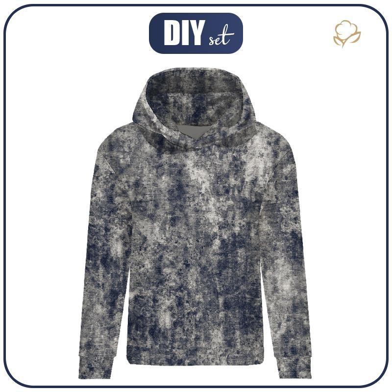 DÁMSKA MIKINA (POLA) CLASSIC S KAPUCÍ  - GRUNGE (navy) -  teplákovina