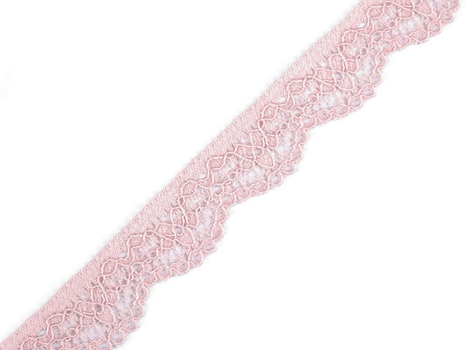 Krajková guma květy 16mm - růžově pudrový