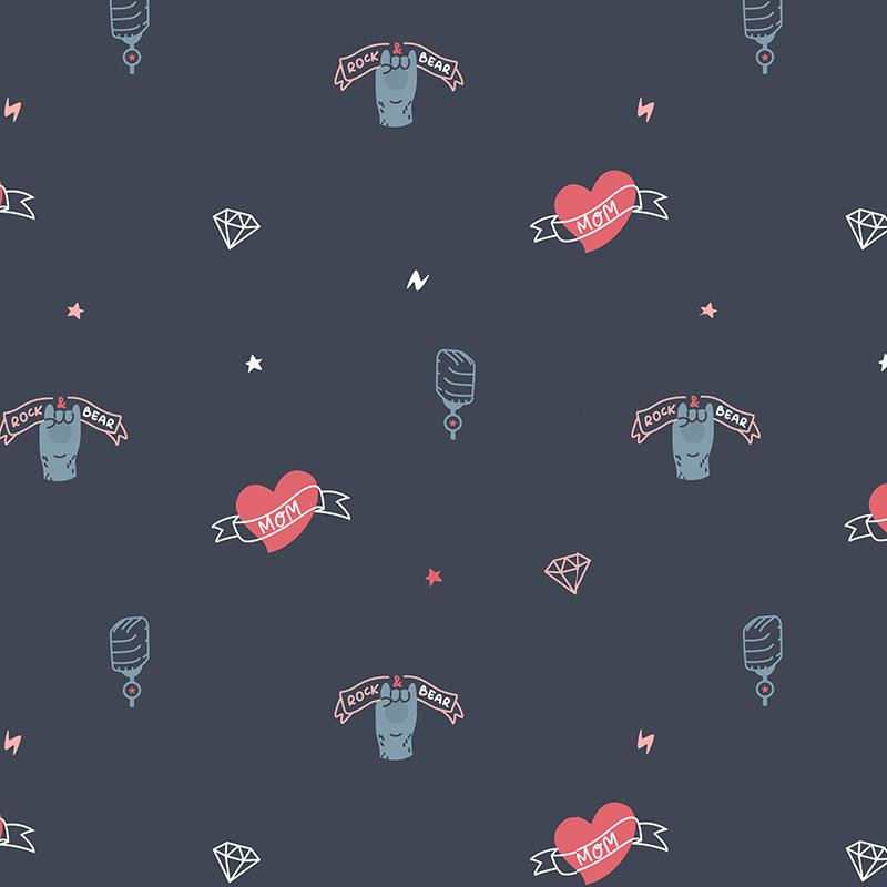 Rock N Roll heart / navy (róż)