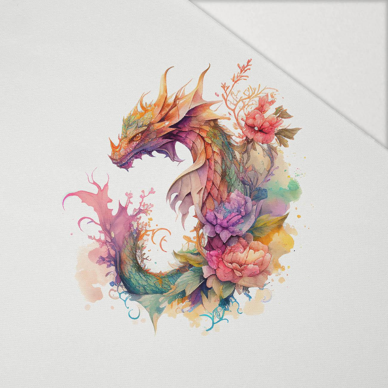 WATERCOLOR DRAGON VZ. 2 - Paneel (60cm x 50cm) Hydrofobní česaná teplákovina WATERCOLOR DRAGON VZ. 2 - Paneel (60cm x 50cm) Hydrofobní česaná teplákovina