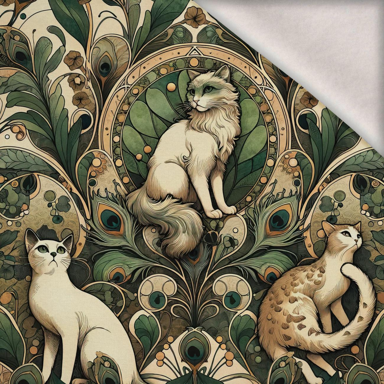 ART NOUVEAU CATS & FLOWERS VZ. 1 - teplákovina počesaná s elastanem ITY