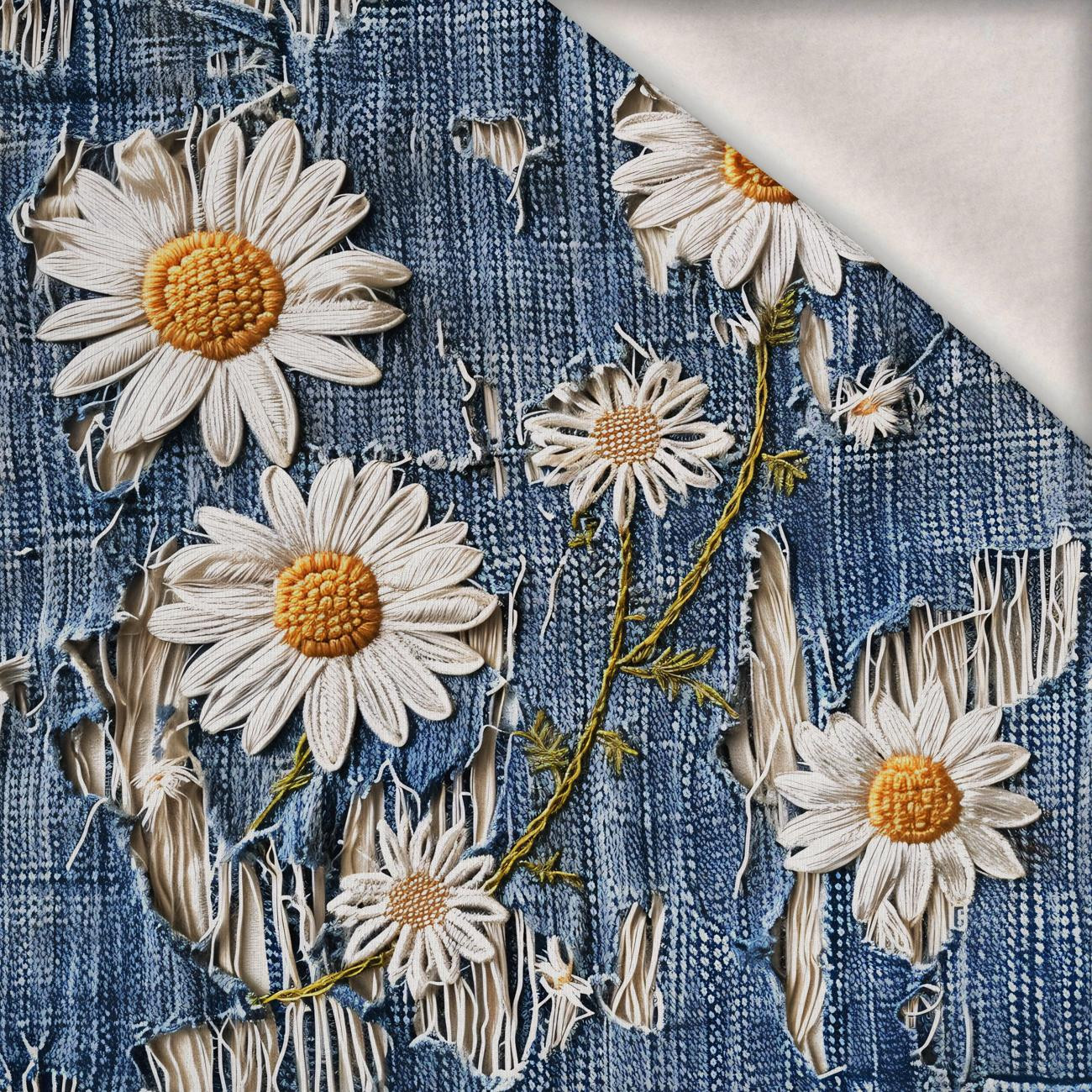 DAISIES DENIM IMITATION VZ. 3 - teplákovina počesaná s elastanem ITY