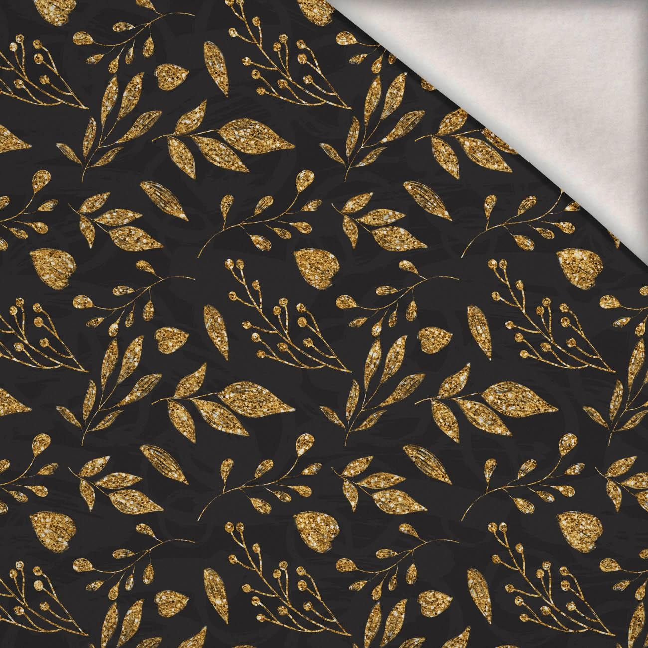 LISTY vz. 11 (zlatá) / černá - teplákovina počesaná s elastanem ITY