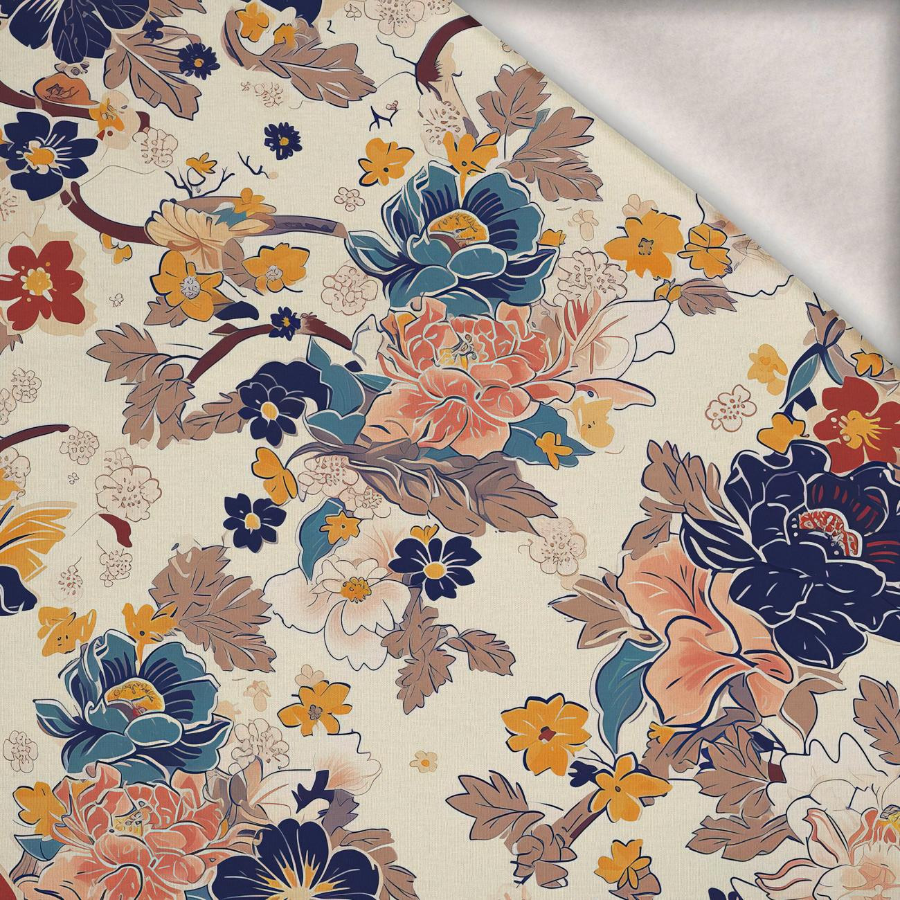 MIX FLOWERS - teplákovina počesaná s elastanem ITY