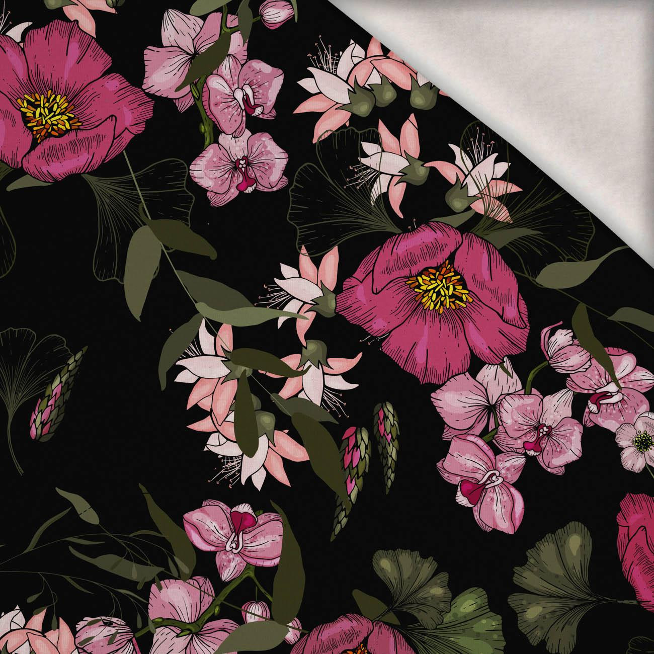 RŮŽOVÉ KVĚTY VZ.2 - teplákovina počesaná s elastanem ITY