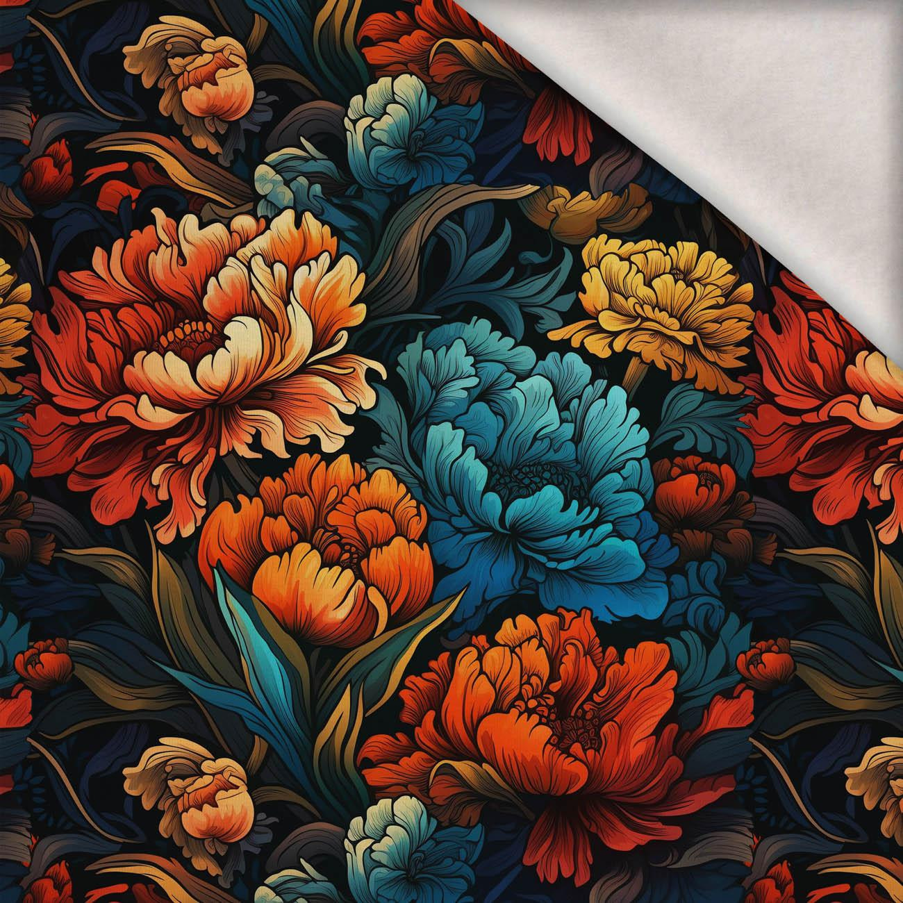 VINTAGE CHINESE FLOWER VZ. 1 - teplákovina počesaná s elastanem ITY