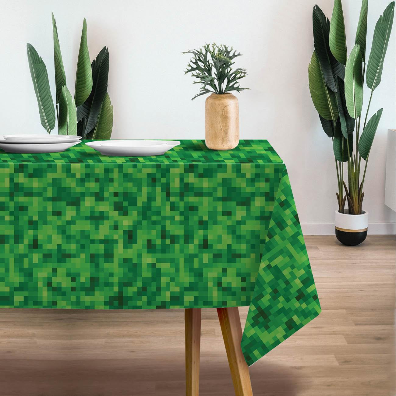 PIXELY Vz. 2 (zelená) - Tkanina na ubrusy
