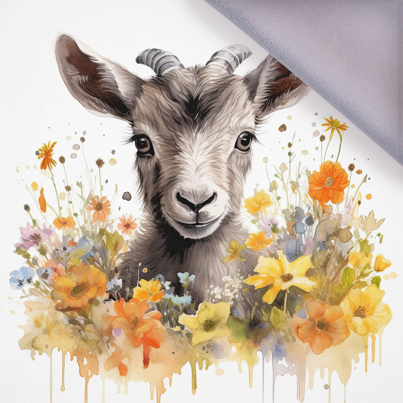 WATERCOLOR GOAT - Panel (75cm x 80cm), softshell 