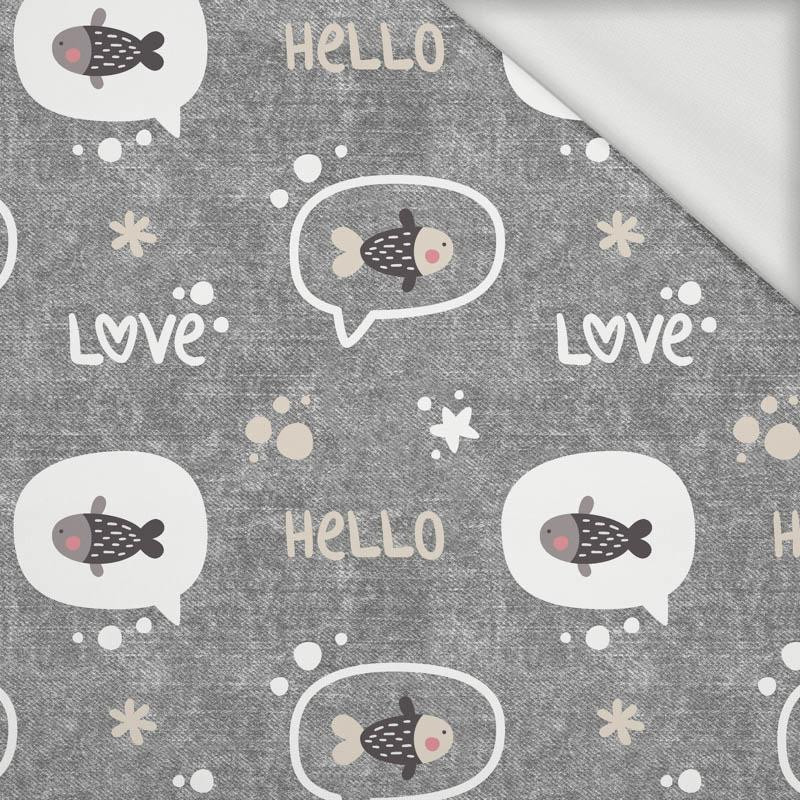 RYBY / love (KOČIČÍ SVĚT) / ACID WASH šedý - Organická Teplákovina RYBY / love (KOČIČÍ SVĚT) / ACID WASH šedý - Organická Teplákovina