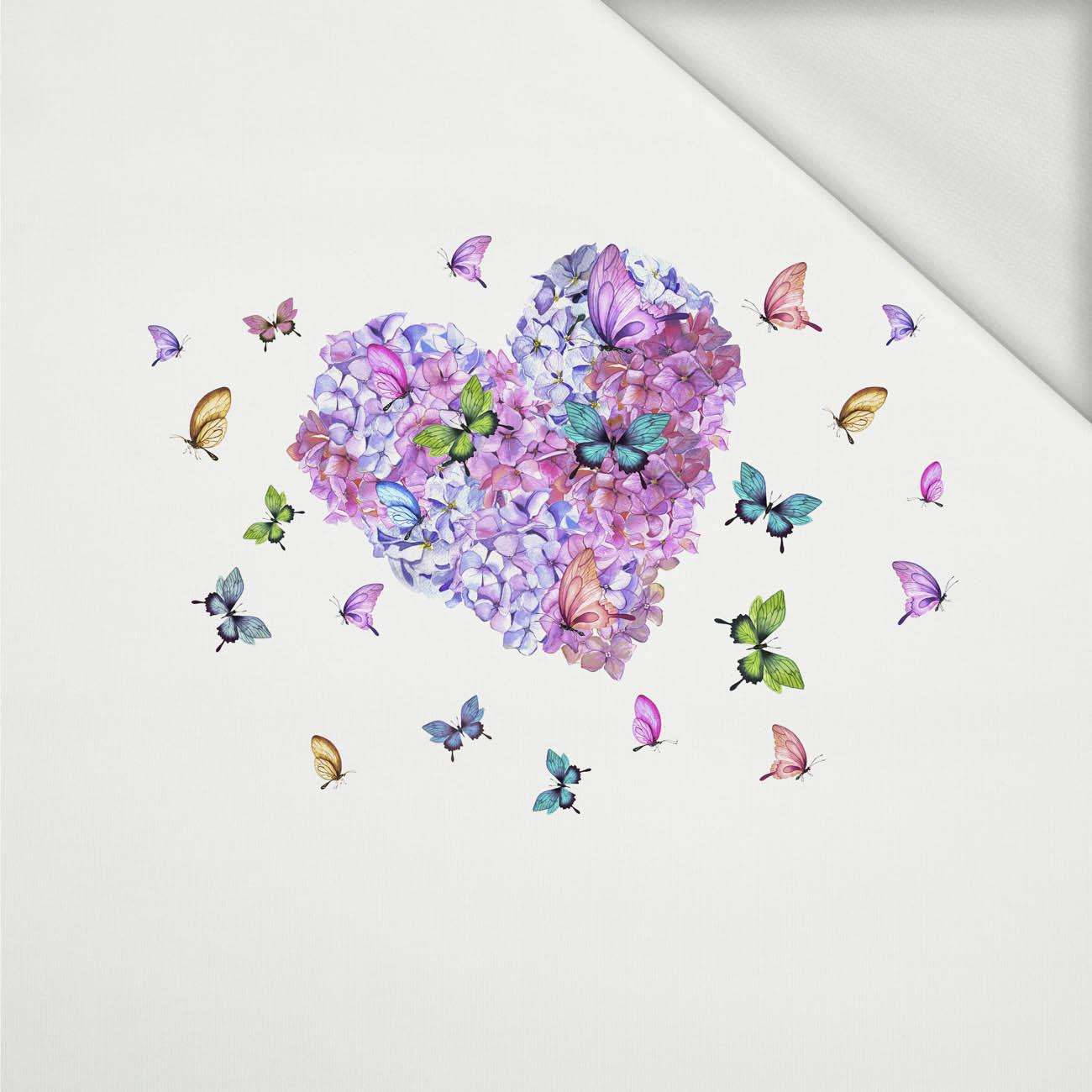 HEART / Květiny a motýli - panel (75cm x 80cm) teplákovina