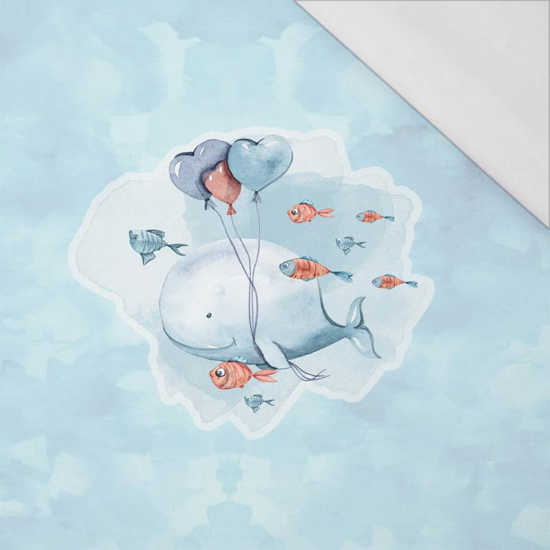 VELRYBA A BALÓNKY (KOUZELNÝ OCEÁN) - panoramic panel SINGLE JERSEY (60cm x 155cm)