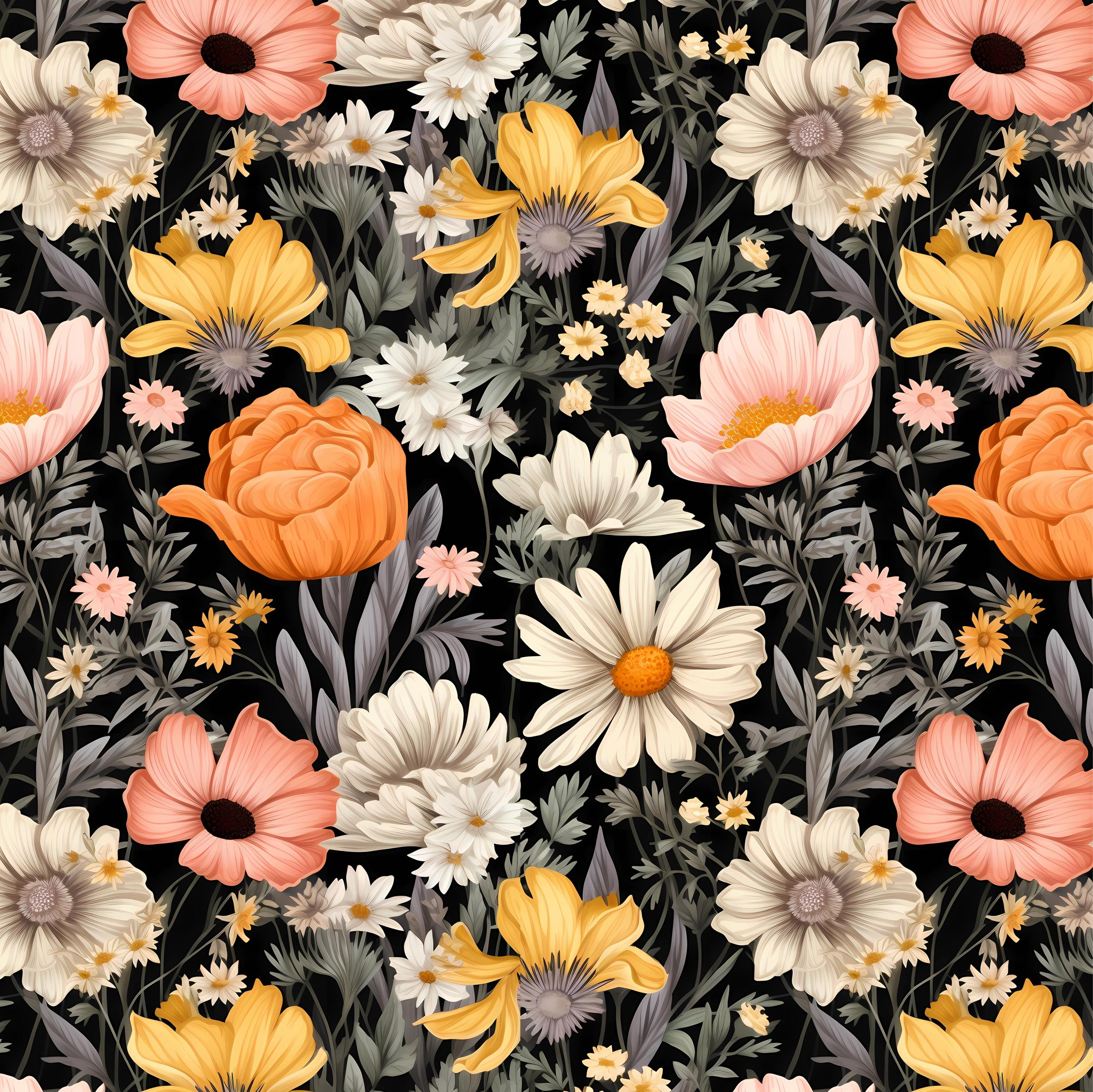 FLOWERS wz.6 - tkanina bawełniana FLOWERS wz.6 - tkanina bawełniana