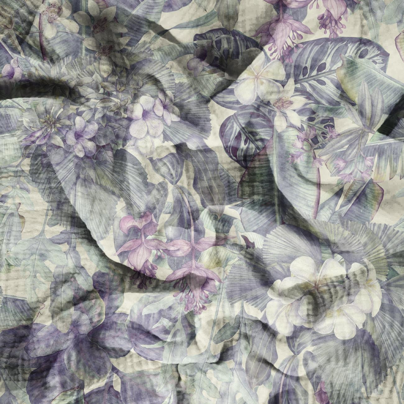 PURPLE FLORAL - Mušelín bavlněný PURPLE FLORAL - Mušelín bavlněný