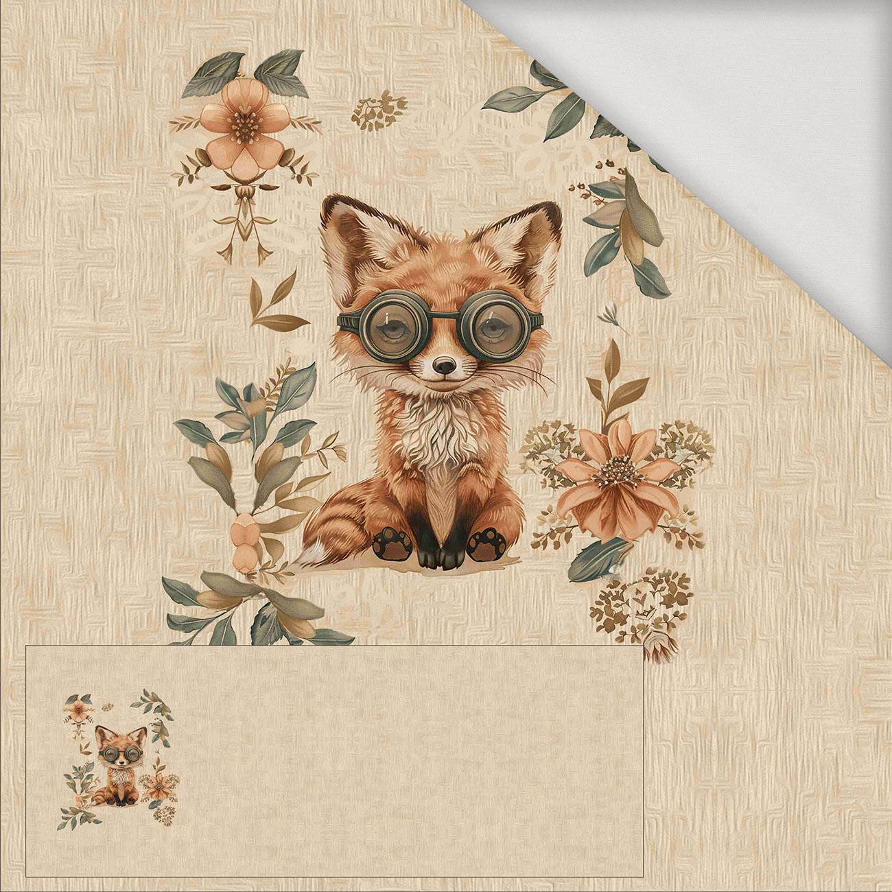 FOX STEAMPUNK FOREST -  PANORAMICKÝ PANEL (60cm x 140cm )  jersey wiskozowy 