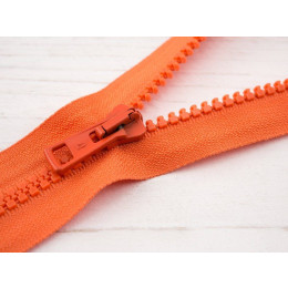 Kostěný zip 60cm dělitelný - oranžový B-21