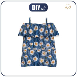 Bardot halenka (SARA) -  DAISIES DENIM IMITATION WZ. 2 - Sada šití