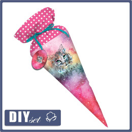 První třída Candy Cone - Akvarelová galaxie / kočka / Velikost na výběr