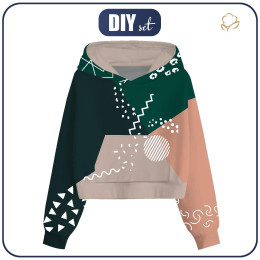 Zkrácená mikina s kapucí (IDA) - COLOR BLOCK vz. 4 - Sada šití