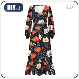 Zavinovací šaty s volánem (ABELLA) - FLOWERS wz.8 - Sada šití
